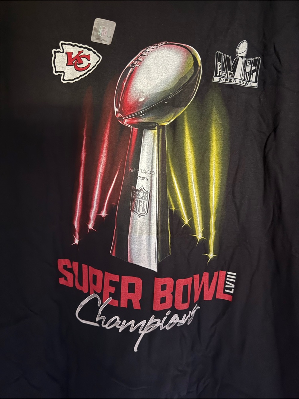 Kansas City Chiefs Kids Black Super Bowl LVII Champions T-Shirt